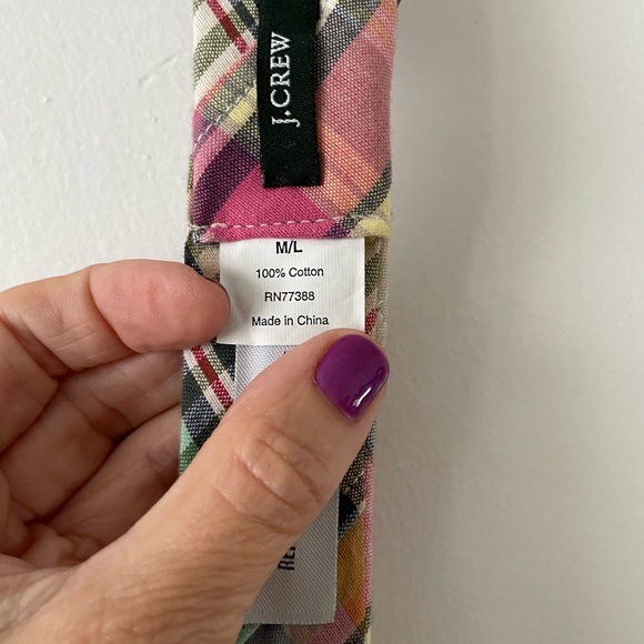 J CREW BELT - COTTON - Madras Plaid - New without Tag - Brown buckle - Size M/L - Picture 6 of 7